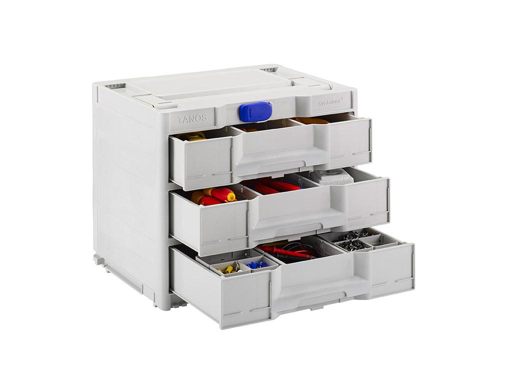 Maximum
organisation from small parts to chargers. Choose between one small and one
large drawer or three small drawers.
